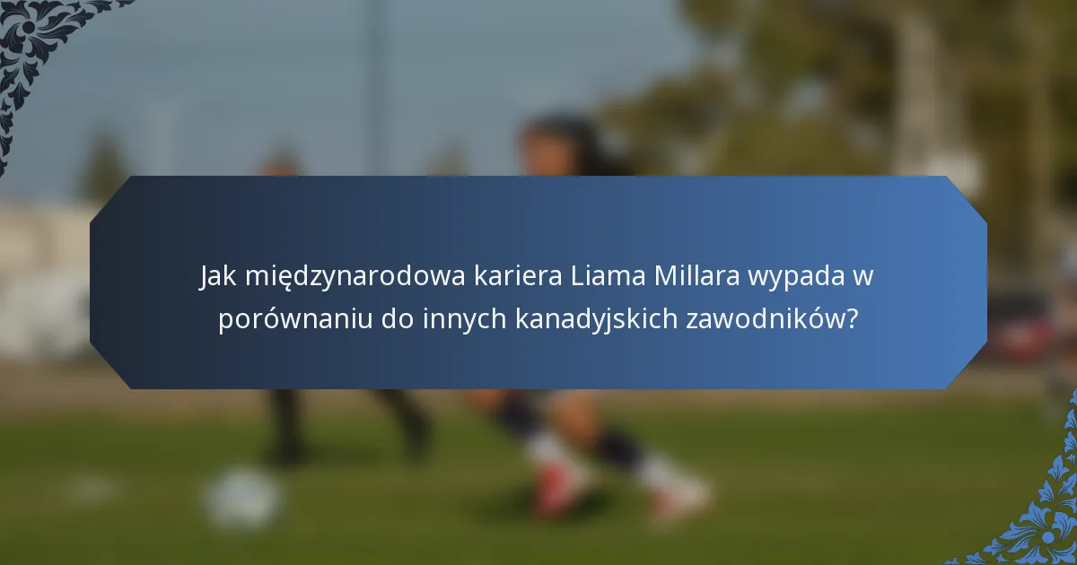 Jak międzynarodowa kariera Liama Millara wypada w porównaniu do innych kanadyjskich zawodników?